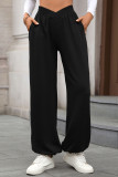 Solid Color Elastic Waisted Loose Pants