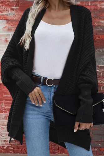 Solid Color Bat Long Sleeve Loose Cardigan