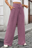 Solid Color Elastic High Waisted Casual Pants