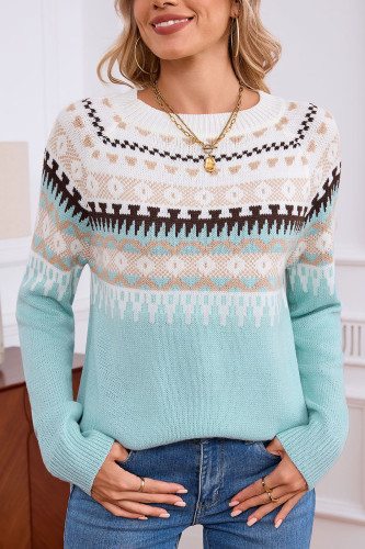 Ethnic Style Printed Long Sleeved Sweater