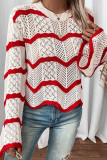 Horn Long Sleeved Hollow Knit Sweater
