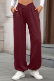 Solid Color Elastic Waisted Loose Pants