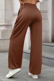 Solid Color Elastic Waisted Loose Pants