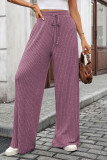 Solid Color Elastic High Waisted Casual Pants