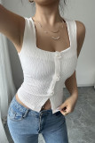 Solid Color Square Neck Sleeveless Vest