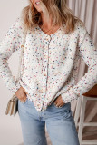 Polka Dot Long Sleeved Button Cardigan Sweater