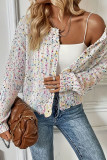 Polka Dot Long Sleeved Button Cardigan Sweater