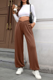 Solid Color Elastic Waisted Loose Pants