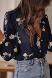 Ruffle Long Sleeved Printed Chiffon Shirt