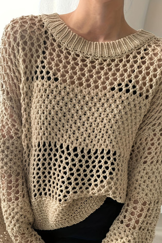 Round Neck Long Sleeved Knitted Cover Shirt