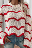Horn Long Sleeved Hollow Knit Sweater