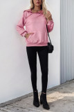 Solid Color Long Sleeved Hooded Sweatshirt