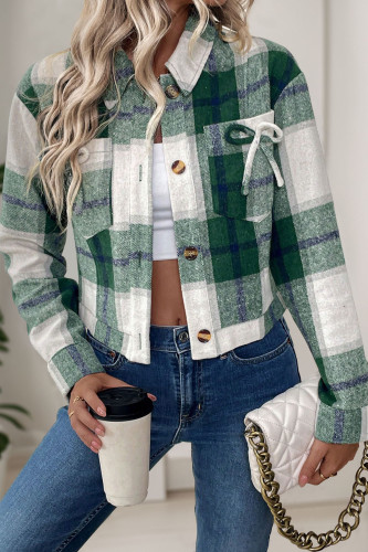 Retro Lapel Plaid Long Sleeved Cardigan Jacket