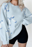 Butterfly Knot Jacquard Lantern Long Sleeved Sweater