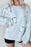 Butterfly Knot Jacquard Lantern Long Sleeved Sweater