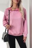 Solid Color Long Sleeved Hooded Sweatshirt
