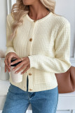 Solid Color Sweater Button Long Sleeved Cardigan