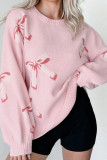 Butterfly Knot Jacquard Lantern Long Sleeved Sweater