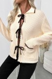 Bow Lapel Long Sleeved Cardigan Sweater