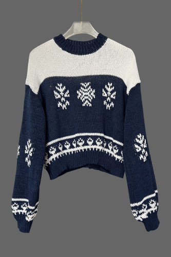 Christmas Tree Print Round Neck Long Sleeved Sweater