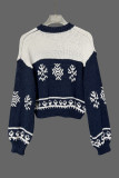 Christmas Tree Print Round Neck Long Sleeved Sweater