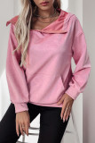 Solid Color Long Sleeved Hooded Sweatshirt