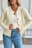 Solid Color Sweater Button Long Sleeved Cardigan