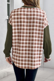 Plaid Patchwork Round Neck Short Sleeve Hoodie