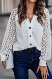 Solid Color Lace Long Sleeved Loose Cardigan