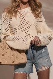 One Shoulder Hollowed Long Sleeved Knitted Sweater