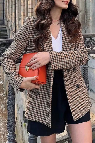 Checkered Printed Suit Long Sleeved Jacket