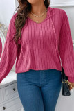 Large Size V-Neck Hooded Long Sleeved T-Shirt