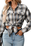 Checkered Printed Long Sleeved Pocket Shirt