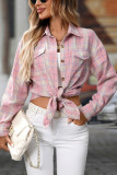 Checkered Printed Long Sleeved Pocket Shirt