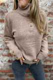 Stand Up Collar Long Sleeved Knitted Sweater