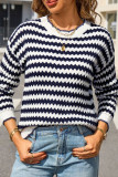 Striped Long Sleeved Knitted Round Neck Sweater