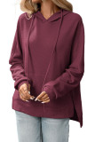 Waffle Solid Color Long Sleeved Hoodie