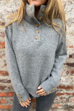Stand Up Collar Long Sleeved Knitted Sweater