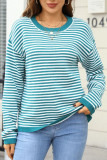 Retro Striped Round Neck Knitted Sweater