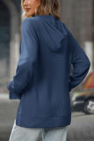 Waffle Solid Color Long Sleeved Hoodie