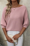 Solid Color Loose Bat Sleeve One Shoulder Sweater