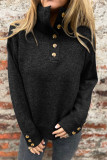 Stand Up Collar Long Sleeved Knitted Sweater