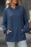 Waffle Solid Color Long Sleeved Hoodie