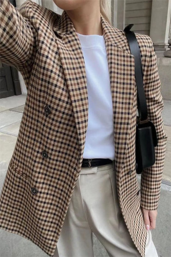 Checkered Printed Suit Long Sleeved Jacket