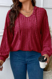 Large Size V-Neck Hooded Long Sleeved T-Shirt