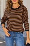 Retro Striped Round Neck Knitted Sweater