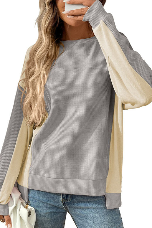 Waffle Round Neck Long Sleeved Shirt