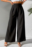 Solid Color High Waisted Suit Wide Leg Pants