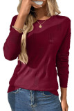 Solid Color Round Neck Long Sleeved Sweater