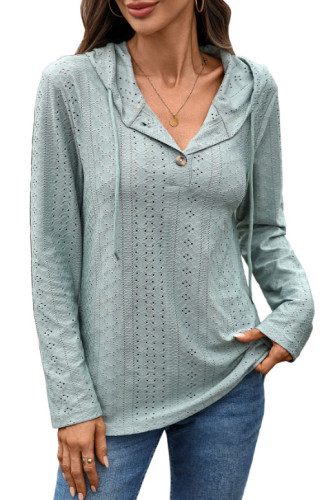 Solid Color Long Sleeved Hollow Hooded Sweatshirt